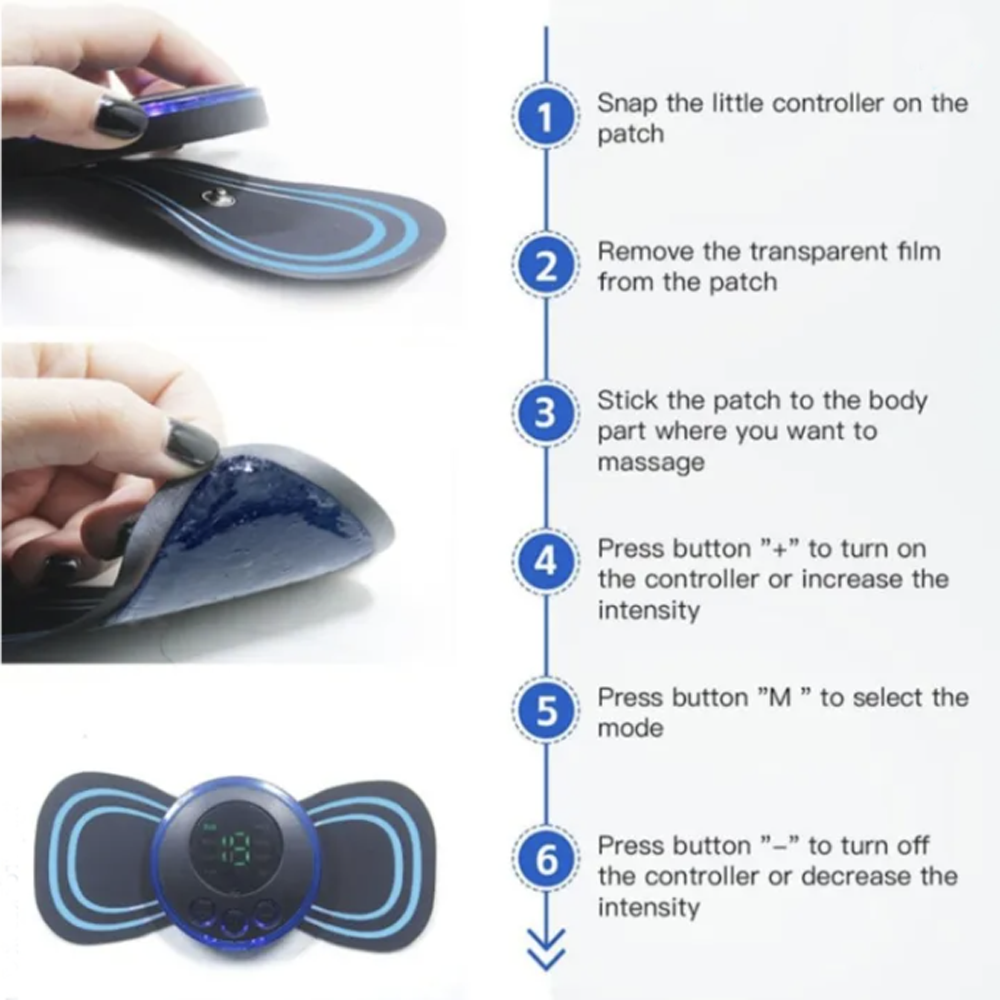 Full Body Mini Butterfly Massager Pad – 8 Modes for Full Body Pain Relief
