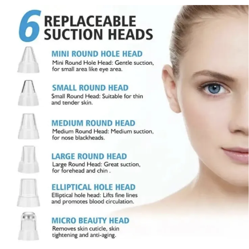 Derma Suction 6 in 1 Blackhead Acne and Nose Pore Removal Machine Rechargeable