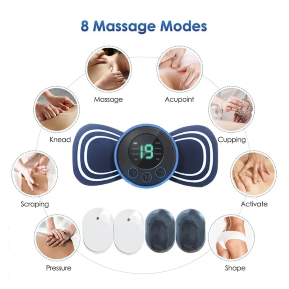 Full Body Mini Butterfly Massager Pad – 8 Modes for Full Body Pain Relief