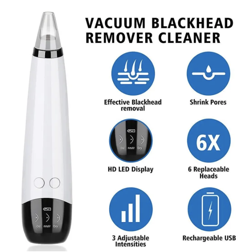 Derma Suction 6 in 1 Blackhead Acne and Nose Pore Removal Machine Rechargeable