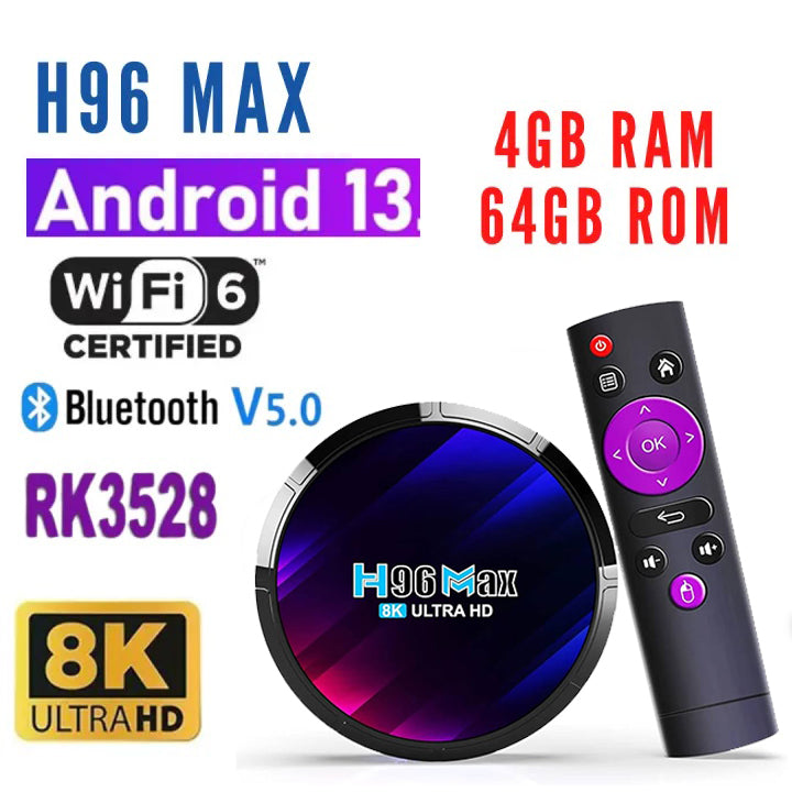 H96 MAX Android TV 13.0 Version Tv Box 4+64GB
