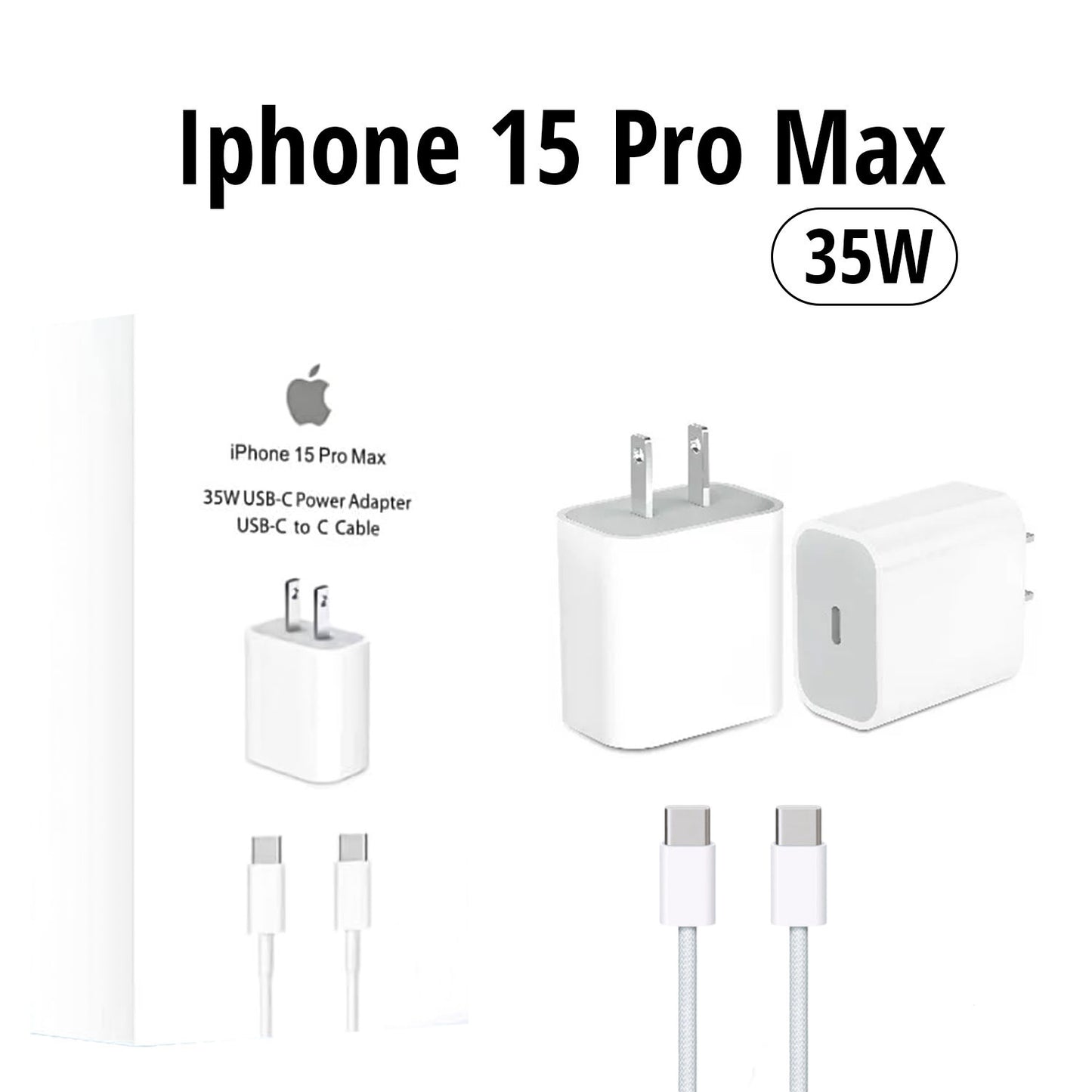 USB-C POWER ADAPTER WITH USB-C TO C CABLE 2 PIN 35W