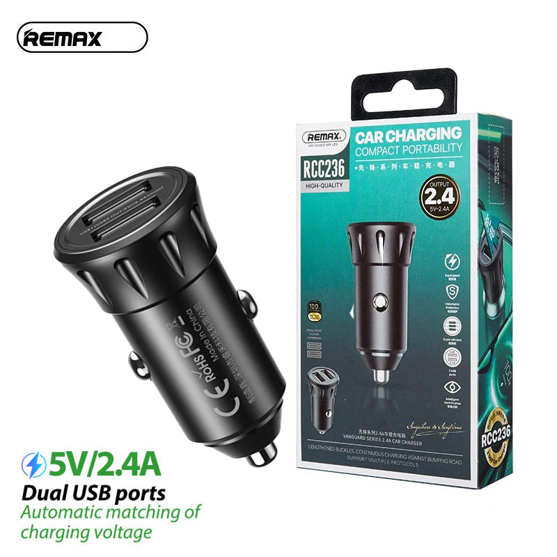 Remax Car Charger Vanguard Series 2usb 2.4a Black