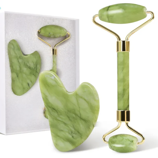 Jade Roller & Facial Tool Stone Massager for Face, Neck & Jawline Self Care Gift for Women and Men
