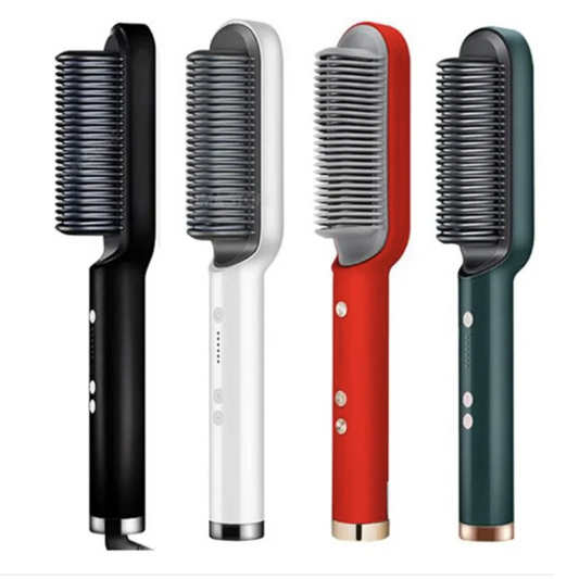 Hair Straightener & Curling Brush 2 in 1 with quick heating & anti scald design