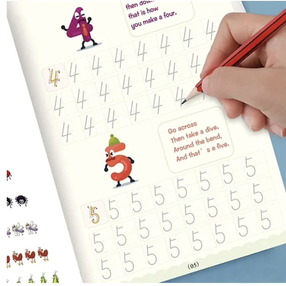 Magic Practice Copybook Set of 4 Books 1 Magic Pen and 10 Ink Refills