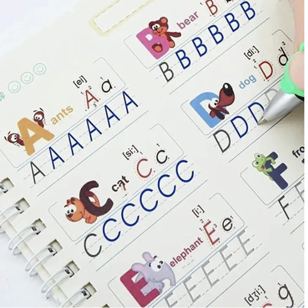 Magic Practice Copybook Set of 4 Books 1 Magic Pen and 10 Ink Refills