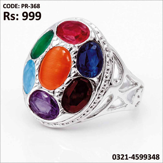 PR-368 Silver Plated Ring with Shining Zircon Stone