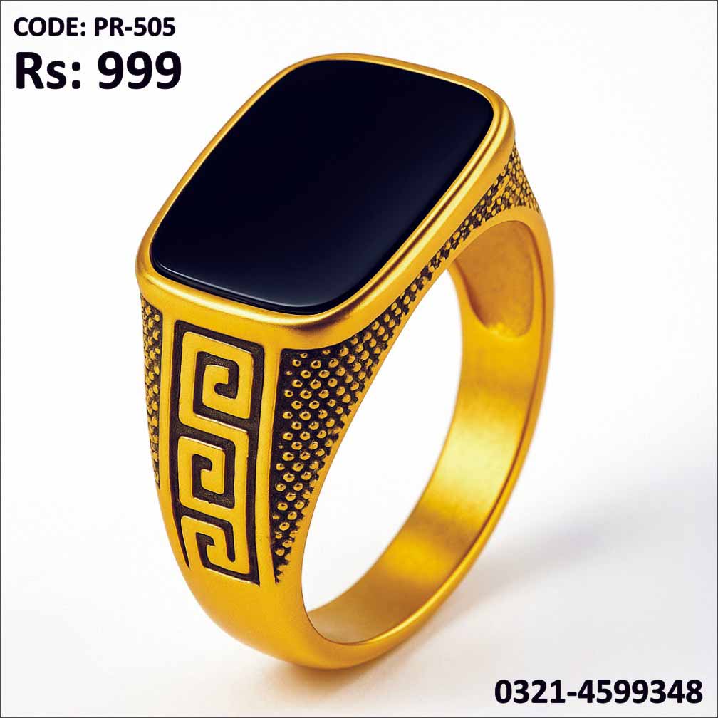 PR-505 Gold Plated Ring with Aqeeq Stone