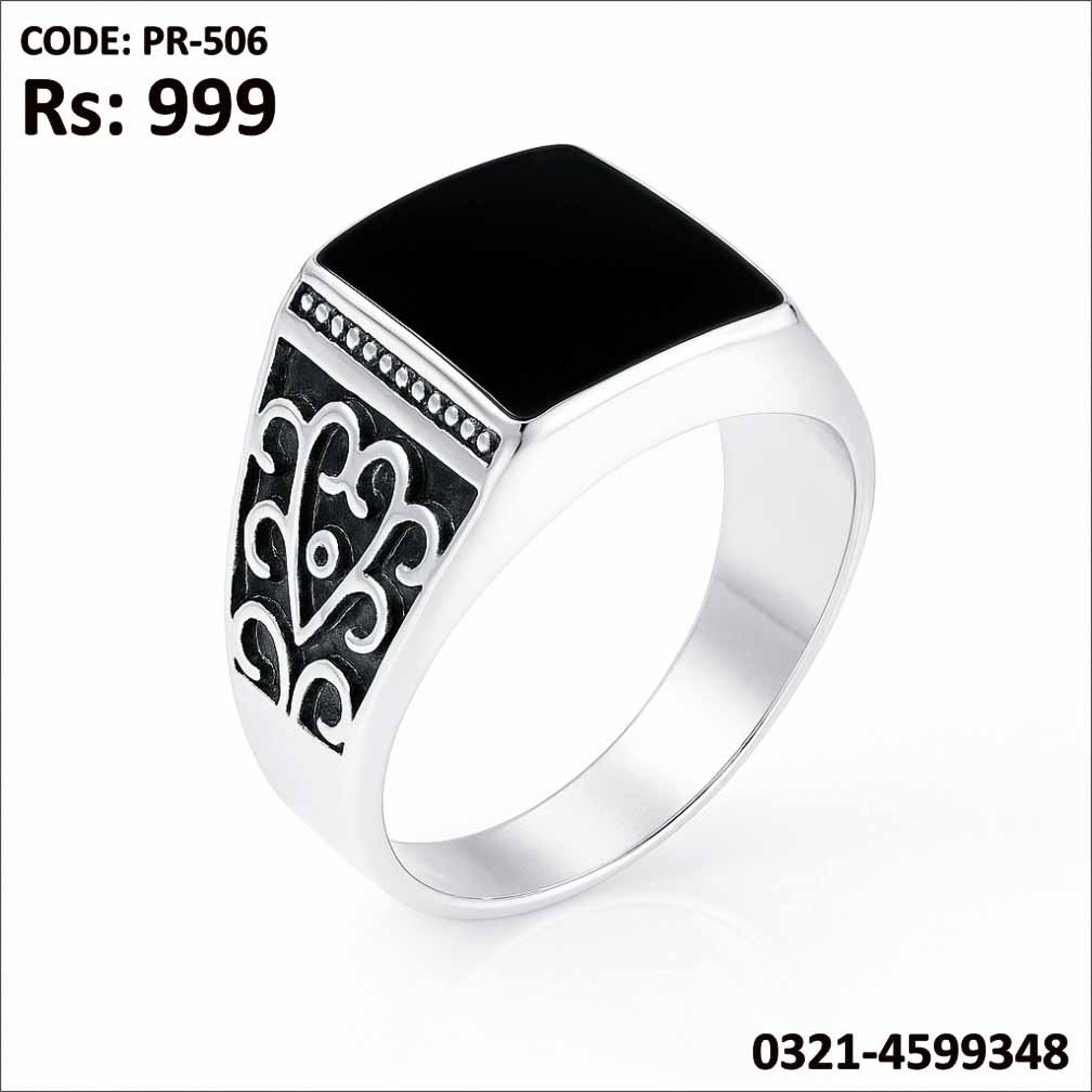 PR-506 Silver Plated Ring with Natural Aqeeq Stone