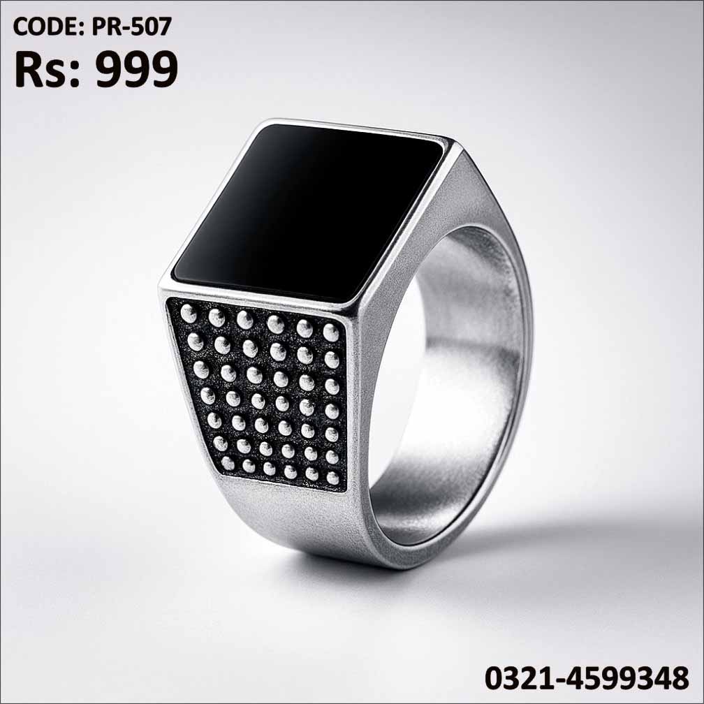 PR-507 Silver Plated Ring with Natural Aqeeq Stone