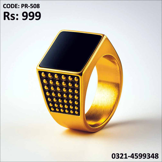 PR-508 Gold Plated Ring with Aqeeq Stone