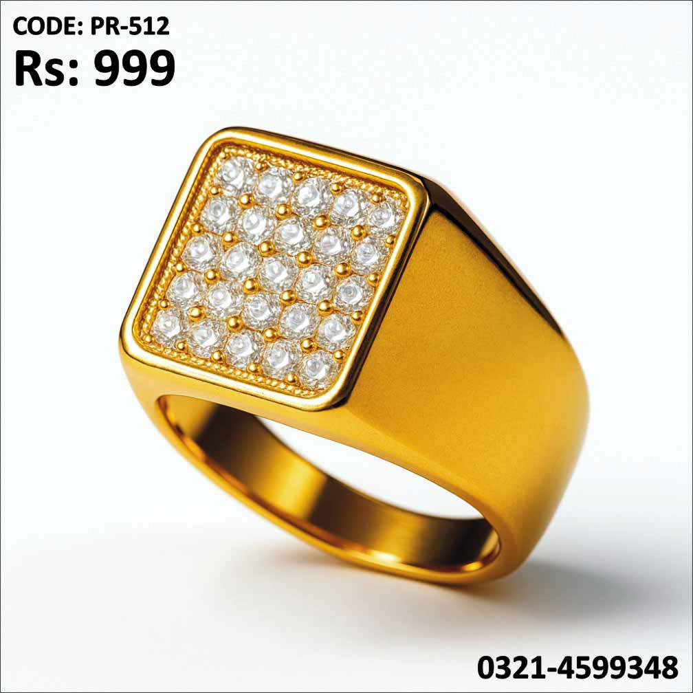 PR-512 Gold Plated Ring with Sparkling Zircon Stone