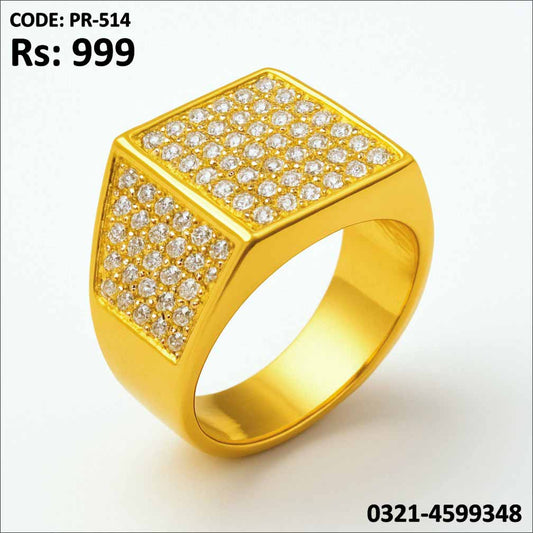 PR-514 Gold Plated Ring with Sparkling Zircon Stone