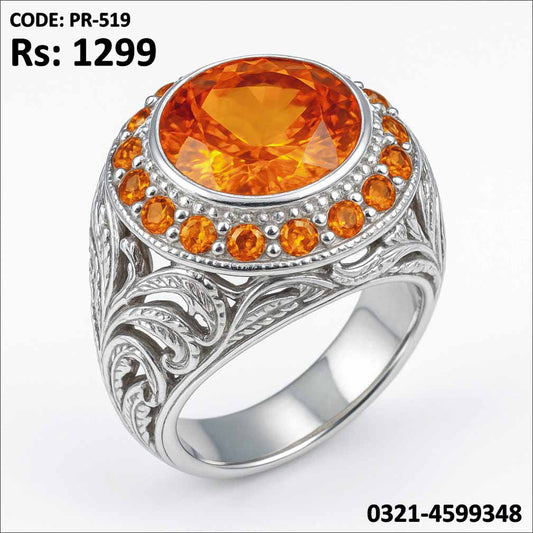 PR-519 Silver Plated Ring with Shining Zircon Stone